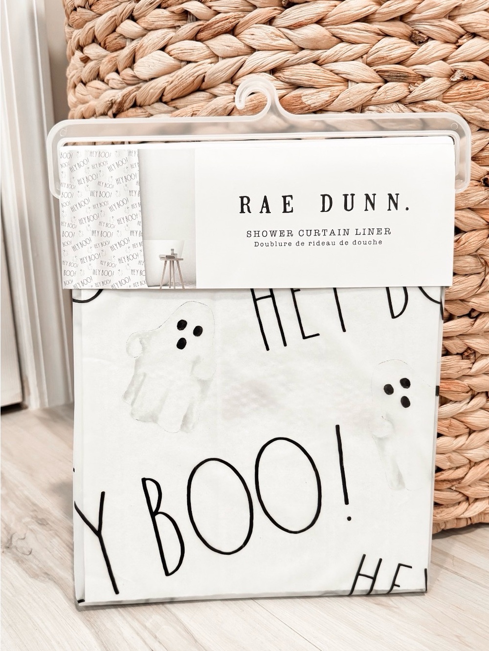 Rae Dunn White Halloween 'Hey Boo' Ghost Shower Curtain Liner